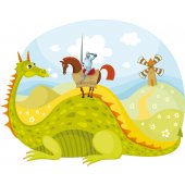 Sticker Pentru Copii Peisaj Cavaler si Dragon