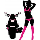 Sticker Silueta Femeie si Motocicleta