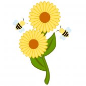 Sticker Copii Floare Albine