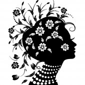 Sticker Femeie Design Flori