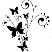 Sticker Floare Fluturi