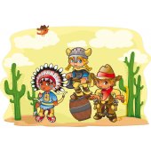 Sticker Pentru Copii Cowboy si Indian