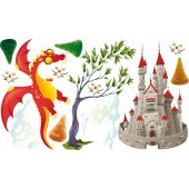 Sticker Pentru Copii Dragon si Castel