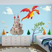 Sticker Pentru Copii Dragon si Castel