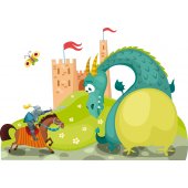 Sticker Pentru Copii Dragon si Cavaler