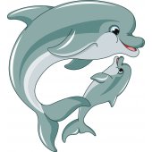 Sticker Pentru Copii Mama si Pui Delfin