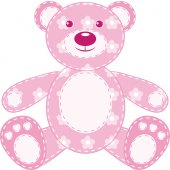 Sticker Pentru Copii Ursulet Flori Roz
