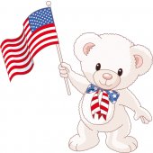 Sticker Pentru Copii Ursulet Steag USA