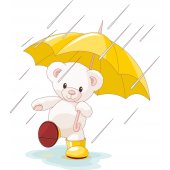 Sticker Pentru Copii Ursulet sub Ploaie